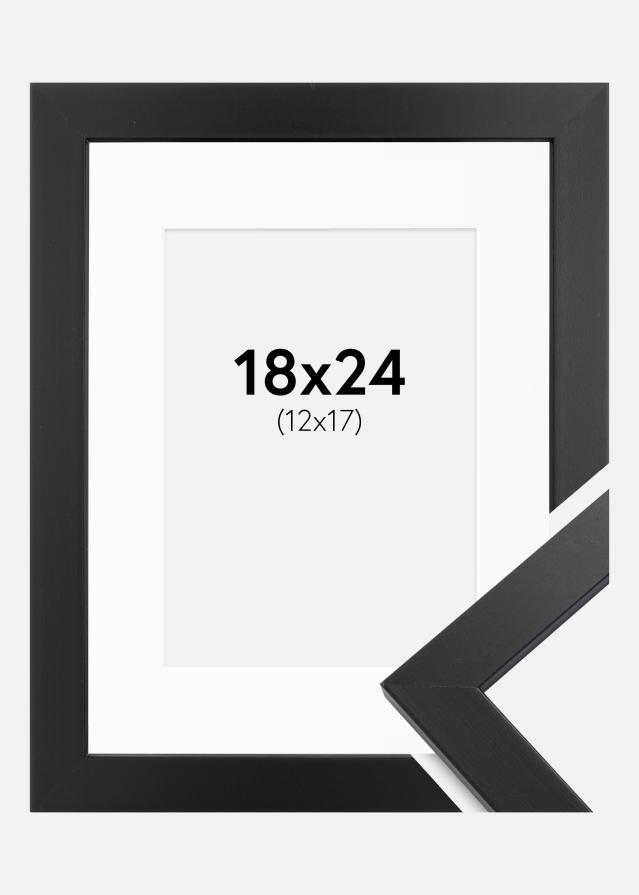 Ramme Black Wood 18x24 cm - Passepartout Hvid 13x18 cm