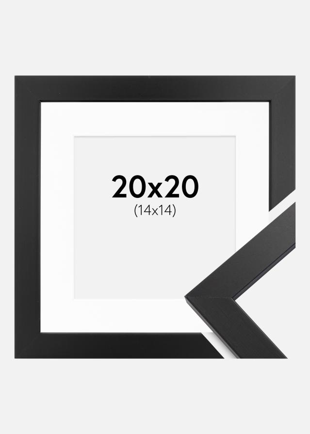 Ramme Black Wood 20x20 cm - Passepartout Hvid 15x15 cm