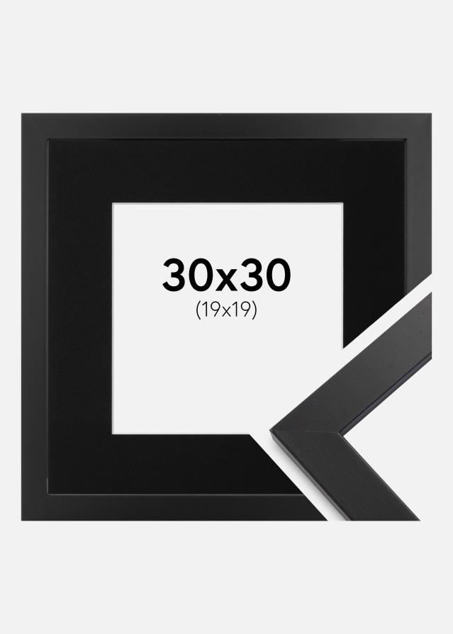 Ramme Black Wood 30x30 cm - Passepartout Sort 20x20 cm