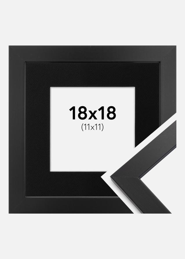 Ramme Black Wood 18x18 cm - Passepartout Sort 12x12 cm