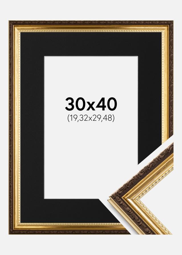 Ramme Abisko Guld 30x40 cm - Passepartout Sort 8x12 inches (20,32x30,48 cm)
