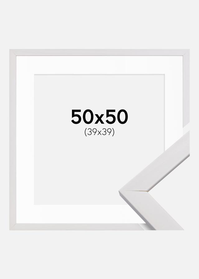 Ramme Stilren Hvid 50x50 cm - Passepartout Hvid 40x40 cm