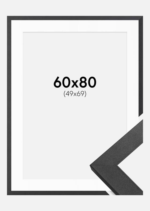 Ramme Graphite Wood 60x80 cm - Passepartout Hvid 50x70 cm