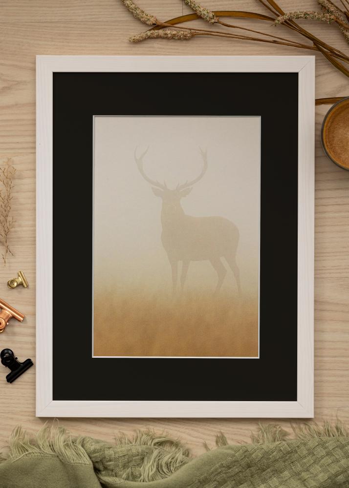 Ramme Stilren Hvid 15x20 cm - Passepartout Sort 4x5 inches