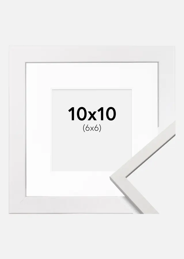 Ramme Edsbyn Hvid 10x10 cm - Passepartout Hvid 7x7 cm