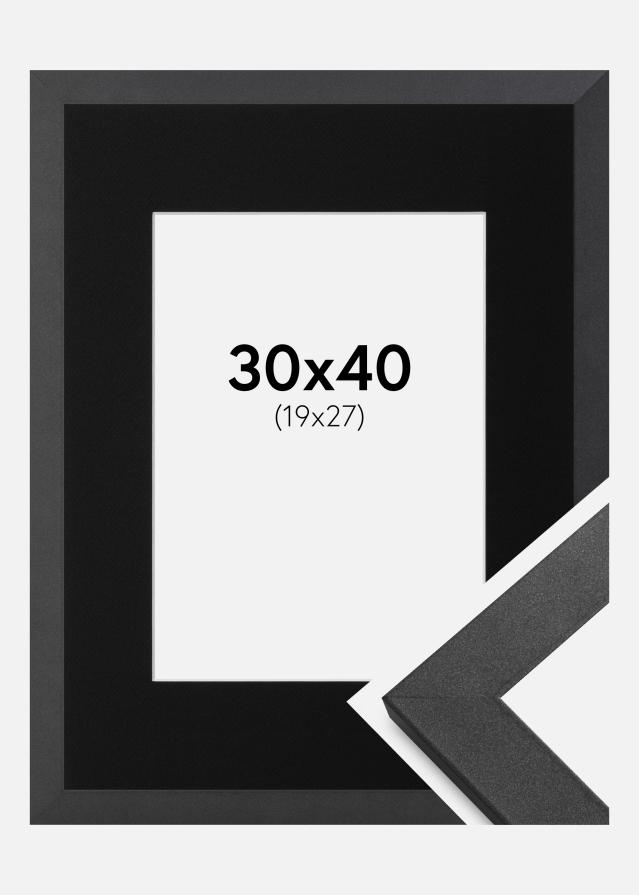 Ramme Graphite Wood 30x40 cm - Passepartout Sort 20x28 cm