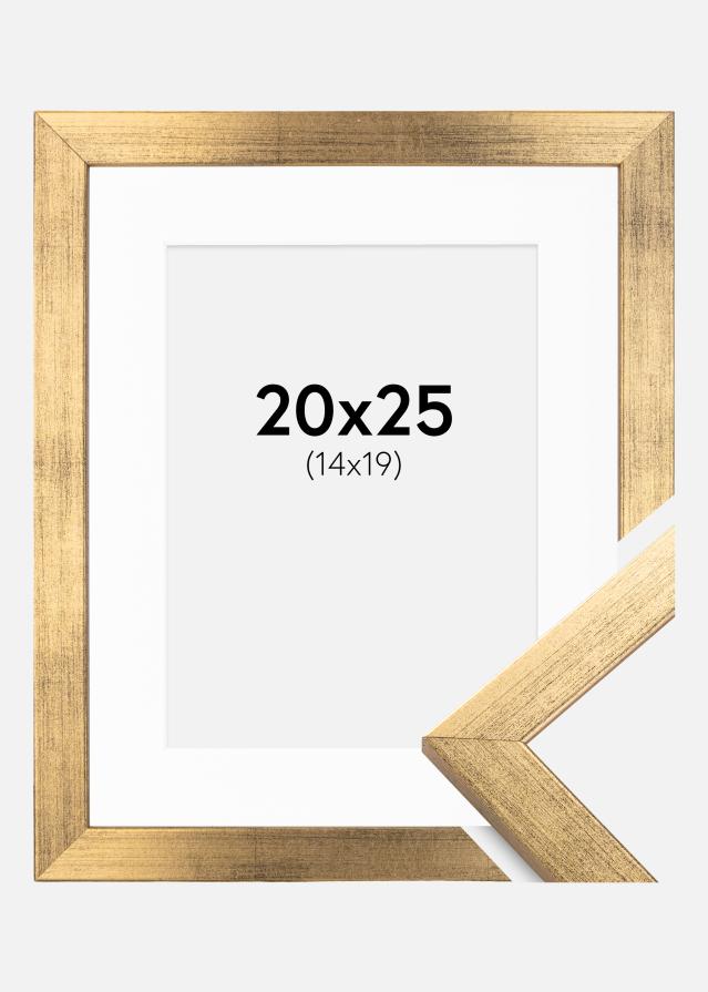 Ramme Stilren Guld 20x25 cm - Passepartout Hvid 15x20 cm