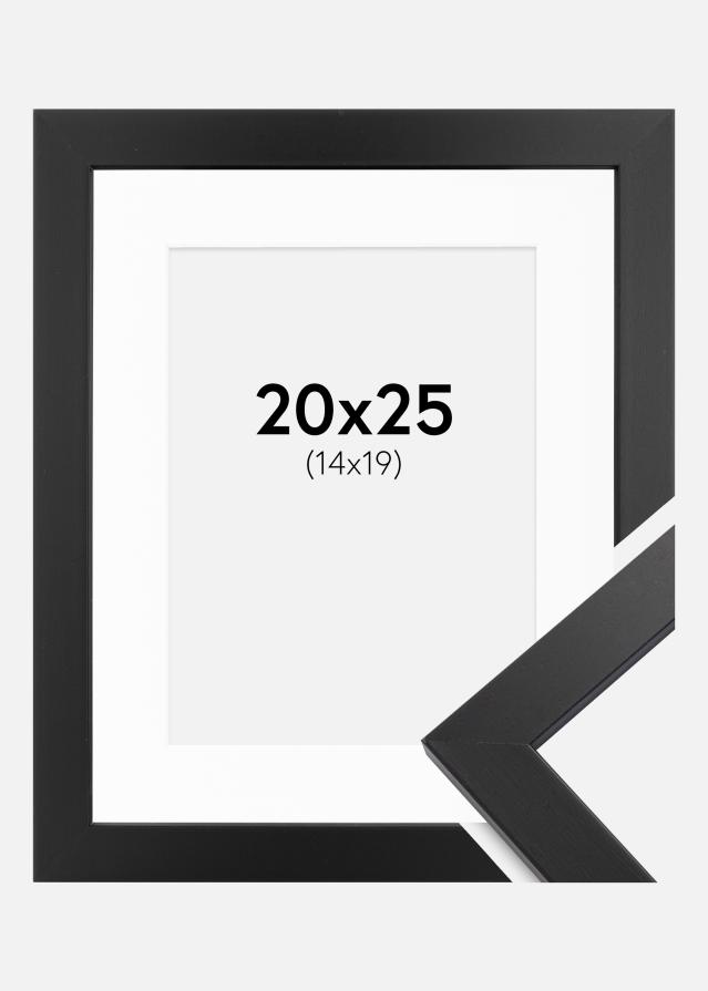 Ramme Black Wood 20x25 cm - Passepartout Hvid 15x20 cm