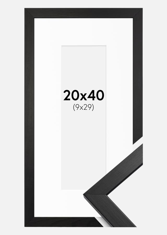 Ramme Stilren Sort 20x40 cm - Passepartout Hvid 10x30 cm