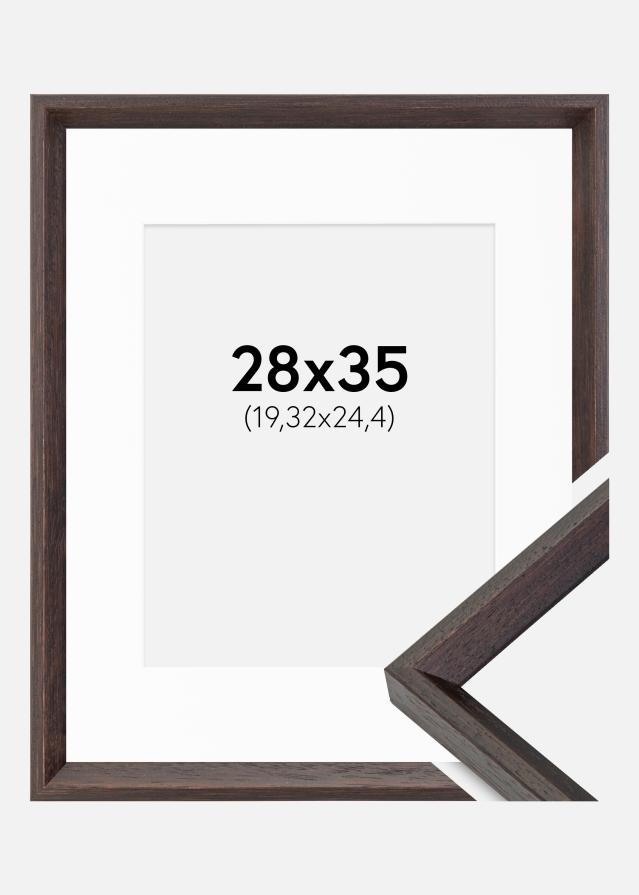 Ramme Globe Espresso 28x35 cm - Passepartout Hvid 8x10 inches
