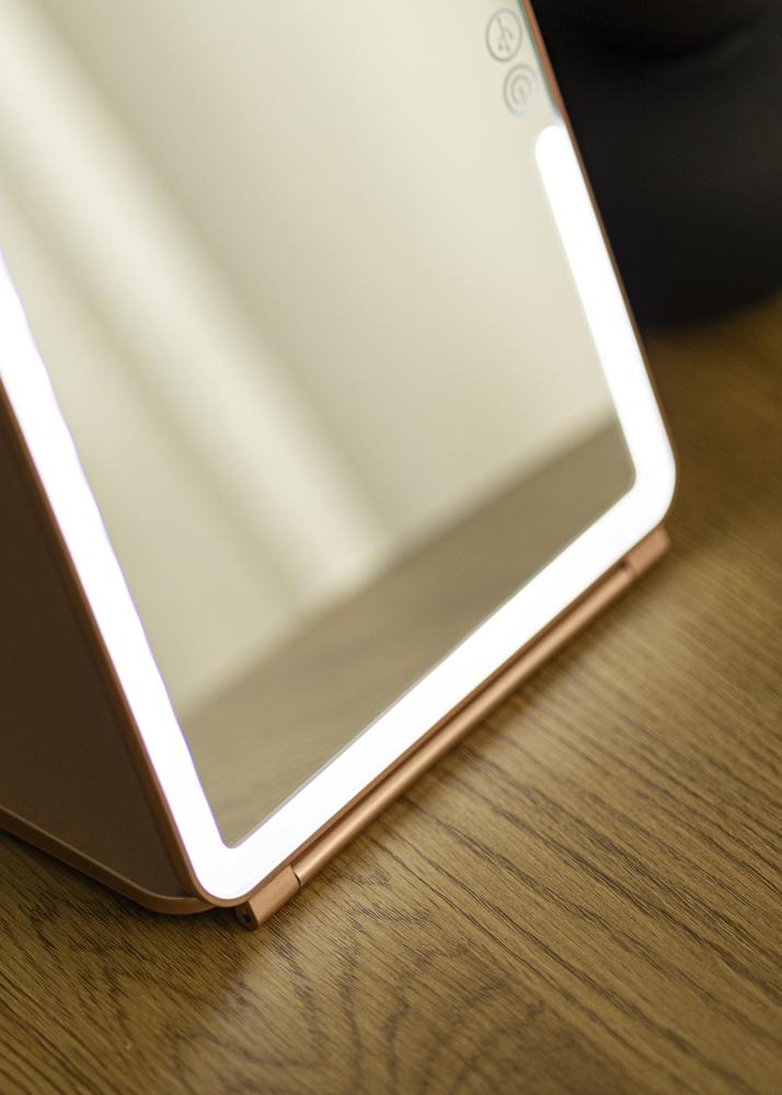 KAILA Makeupspejl Travel LED Genopladelig Roséguld 19x25 cm