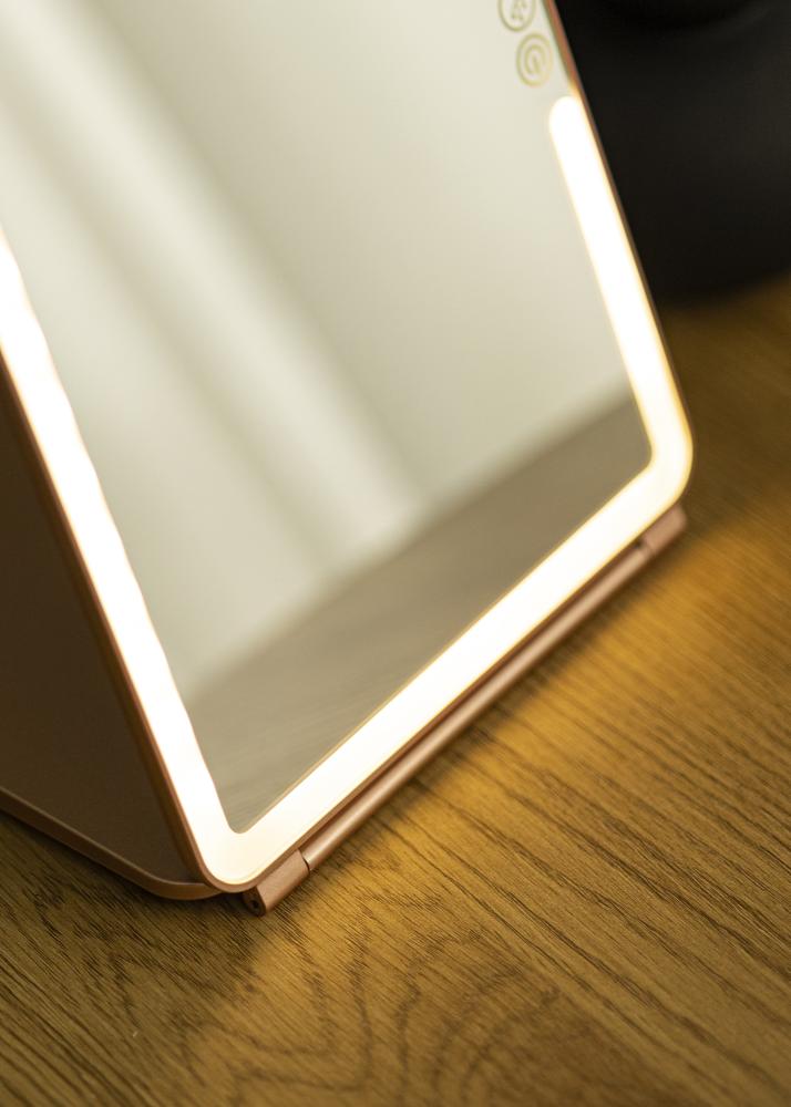 KAILA Makeupspejl Travel LED Genopladelig Roséguld 19x25 cm