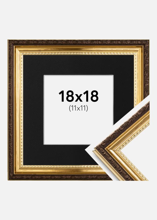 Ramme Abisko Guld 18x18 cm - Passepartout Sort 12x12 cm