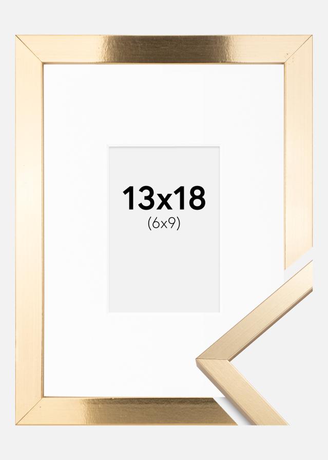 Ramme Trendy Guld 13x18 cm - Passepartout Hvid 7x10 cm