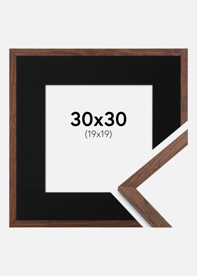 Ramme Galant Valnød 30x30 cm - Passepartout Sort 20x20 cm