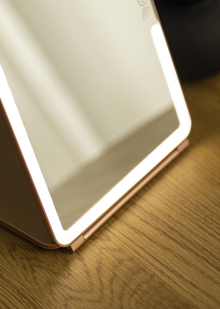 KAILA Makeupspejl Travel LED Genopladelig Roséguld 19x25 cm