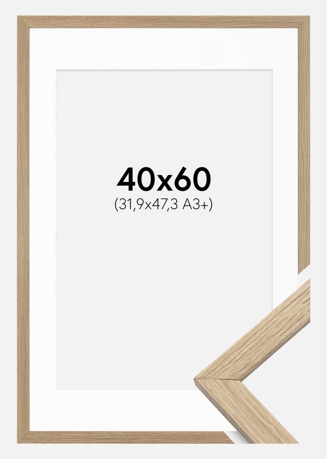 Ramme Stilren Eg 40x60 cm - Passepartout Hvid 32,9x48,3 cm