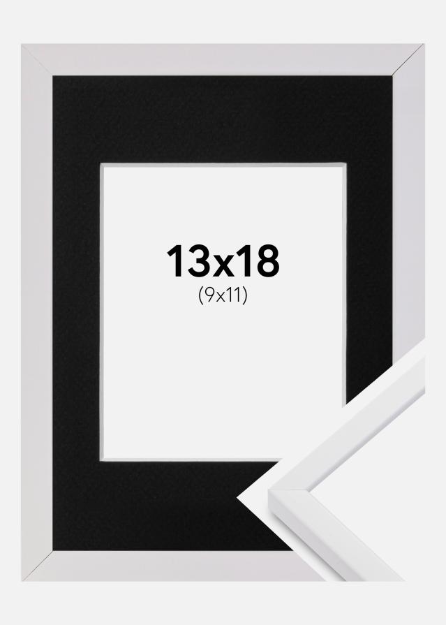 Ramme E-Line Hvid 13x18 cm - Passepartout Sort 10x12 cm