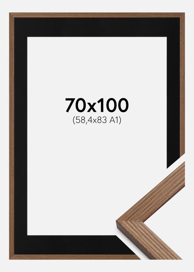 Ramme Fiorito Mørk Eg 70x100 cm - Passepartout Sort 59,4x84 cm (A1)