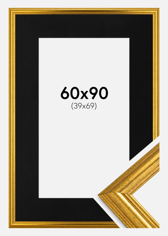 Ramme Västkusten Guld 60x90 cm - Passepartout Sort 40x70 cm