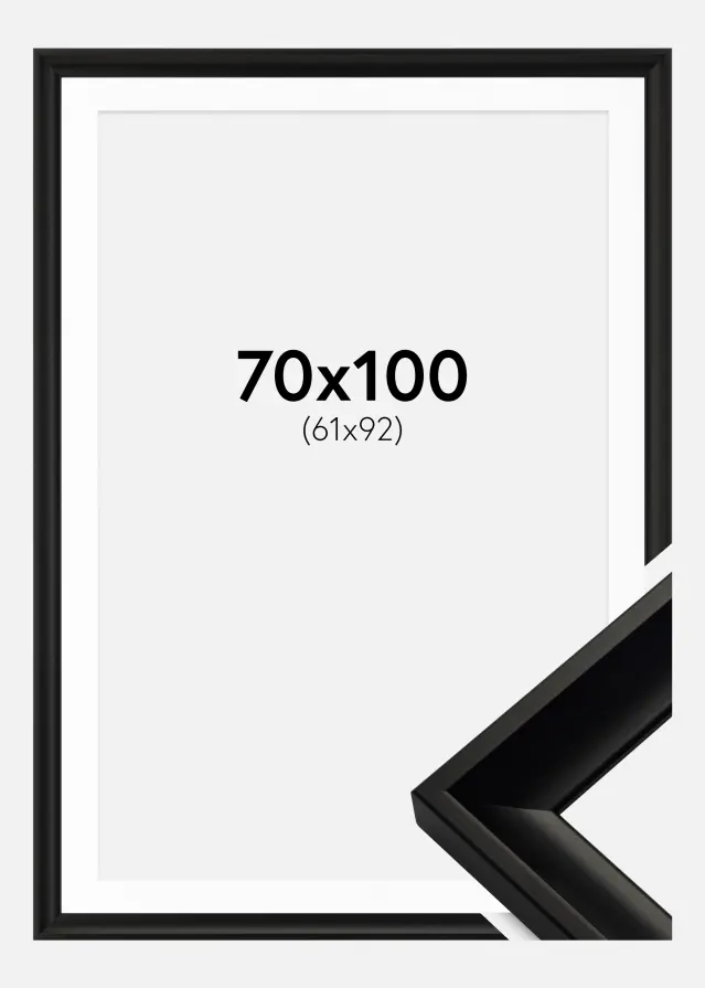 Ramme Öjaren Sort 70x100 cm - Passepartout Hvid 62x93 cm