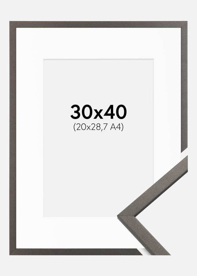 Ramme Edsbyn Grafit 30x40 cm - Passepartout Hvid 21x29,7 cm (A4)