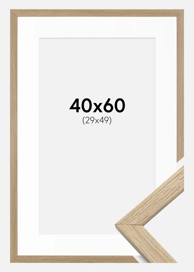 Ramme Stilren Eg 40x60 cm - Passepartout Hvid 30x50 cm