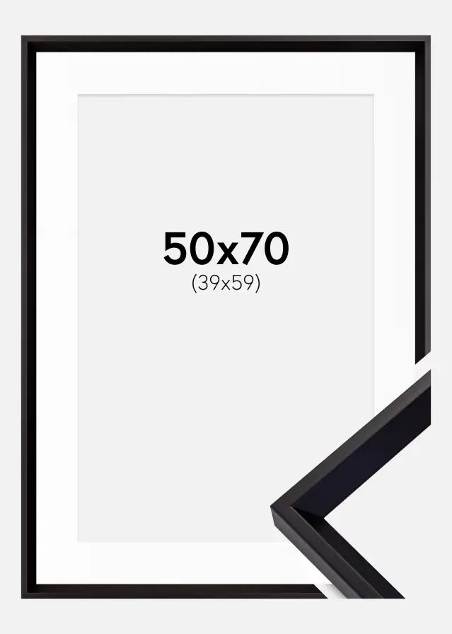 Ramme Globe Sort 50x70 cm - Passepartout Hvid 40x60 cm