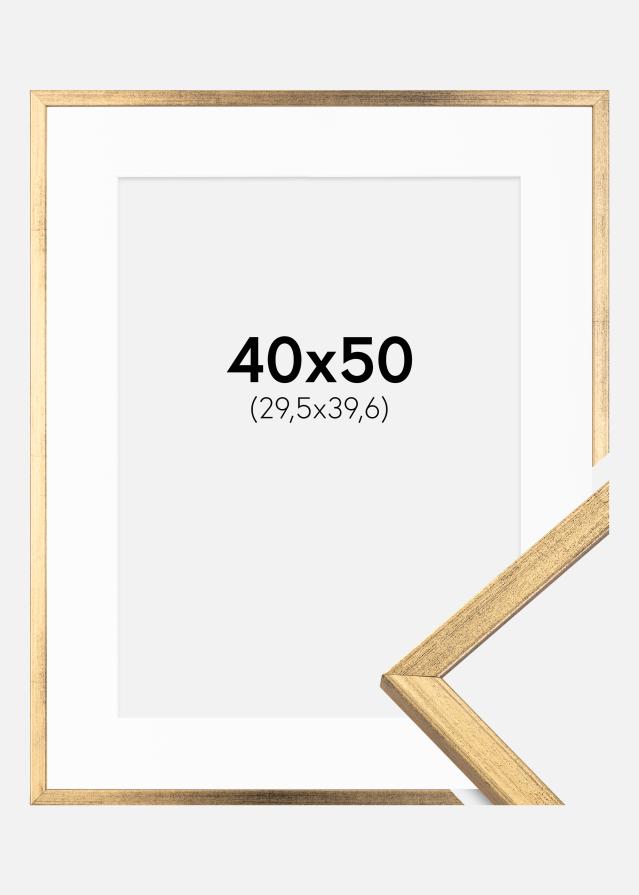Ramme Galant Guld 40x50 cm - Passepartout Hvid 12x16 inches