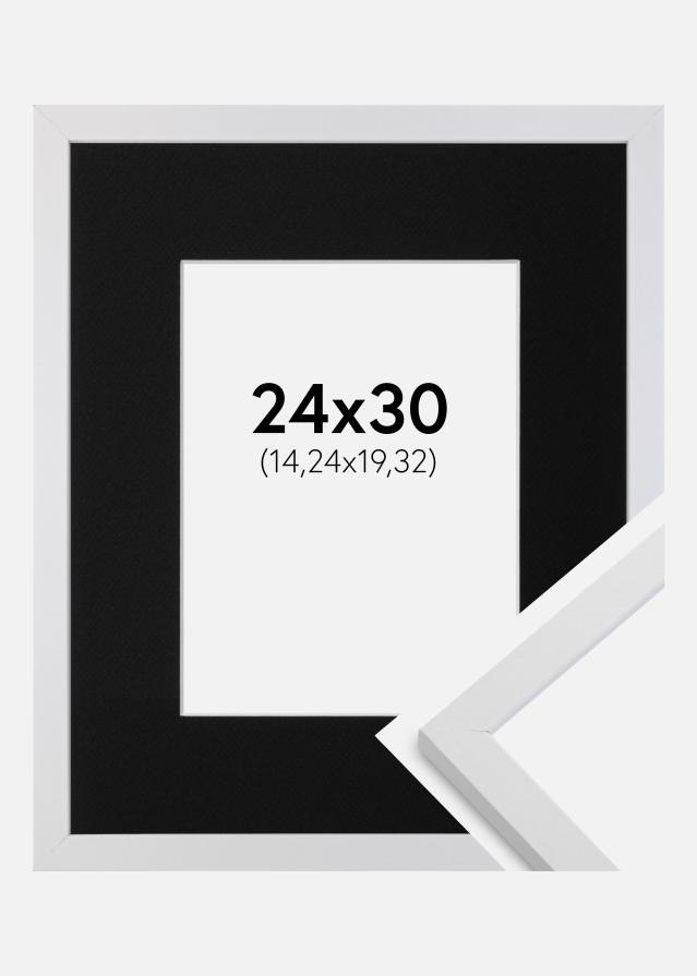 Ramme Trendy Hvid 24x30 cm - Passepartout Sort 6x8 inches