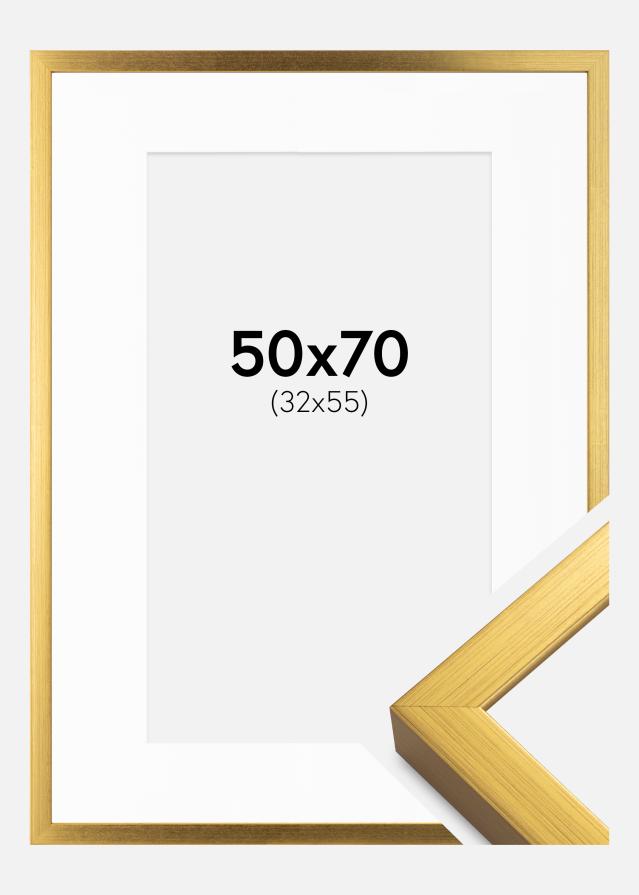 Ramme Falun Guld 50x70 cm - Passepartout Hvid 33x56 cm