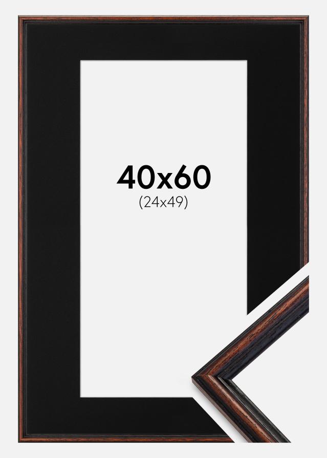 Ramme Horndal Valnød 40x60 cm - Passepartout Sort 25x50 cm