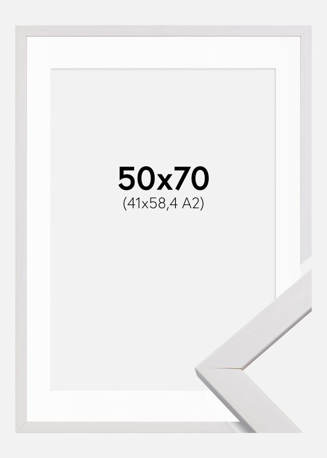 Ramme Stilren Hvid 50x70 cm - Passepartout Hvid 42x59,4 cm (A2)