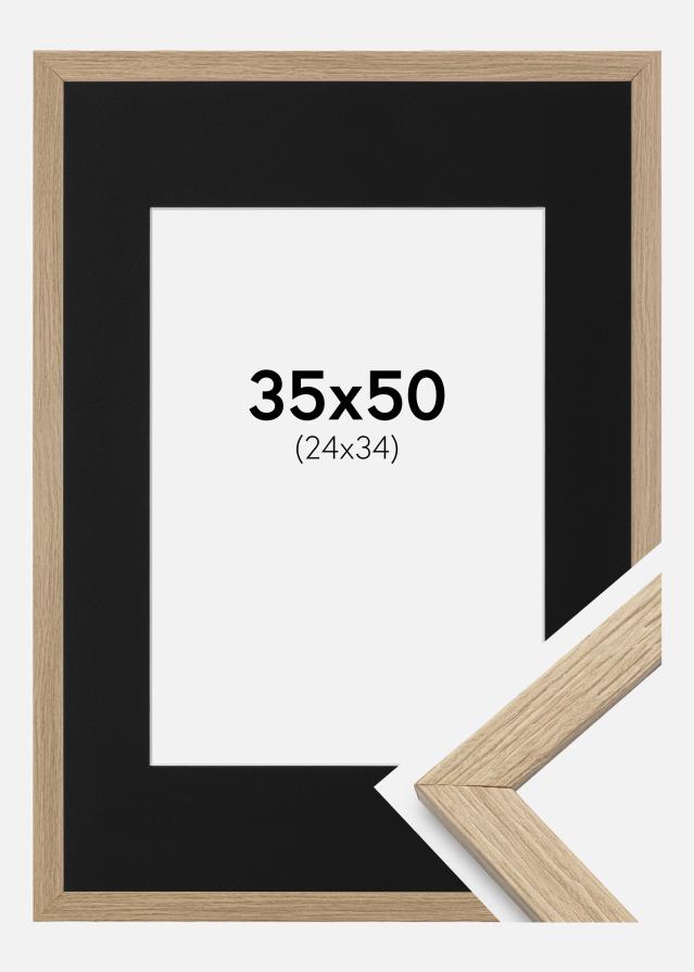 Ramme Stilren Eg 35x50 cm - Passepartout Sort 25x35 cm
