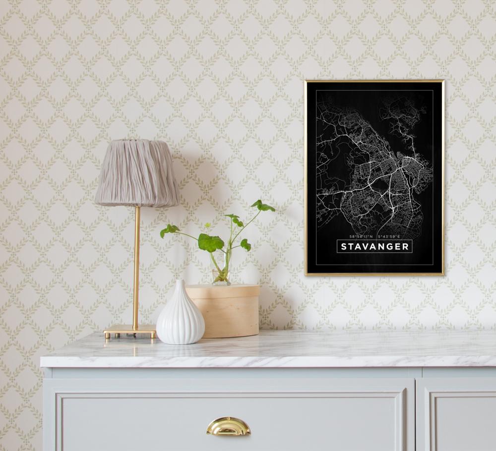 Kort - Stavanger - Sort Plakat