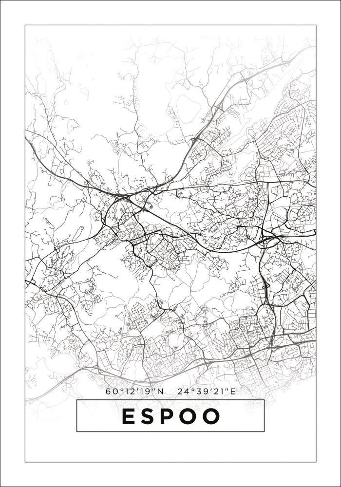 Kort - Espoo - Hvid Plakat