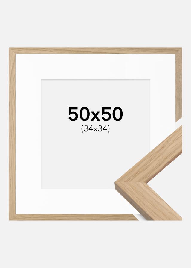 Ramme Oak Wood 50x50 cm - Passepartout Hvid 35x35 cm