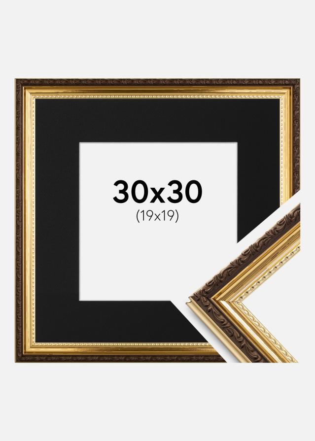 Ramme Abisko Guld 30x30 cm - Passepartout Sort 20x20 cm