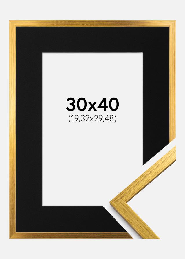 Ramme Edsbyn Guld 30x40 cm - Passepartout Sort 8x12 inches