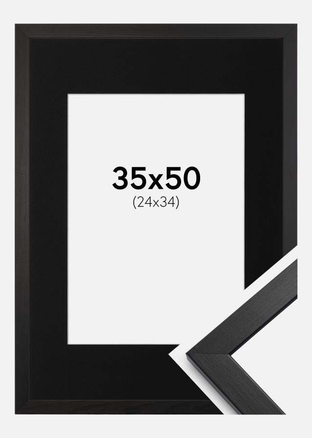 Ramme Stilren Sort 35x50 cm - Passepartout Sort 25x35 cm