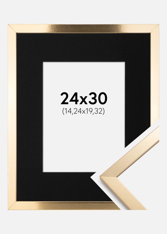 Ramme Trendy Guld 24x30 cm - Passepartout Sort 6x8 inches