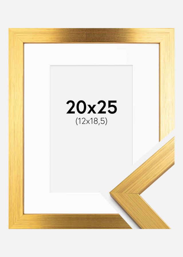 Ramme Gold Wood 20x25 cm - Passepartout Hvid 13x19,5 cm