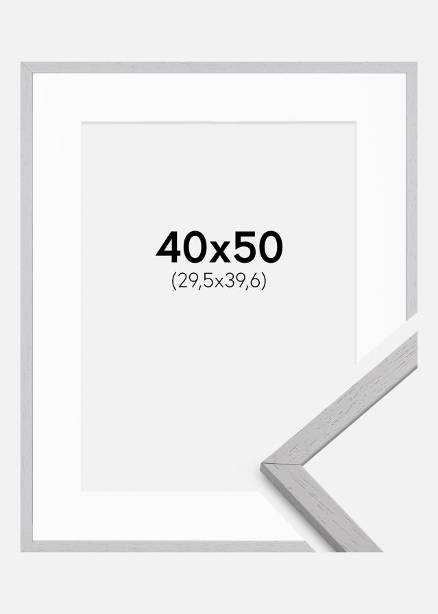 Ramme Edsbyn Grey 40x50 cm - Passepartout Hvid 12x16 inches