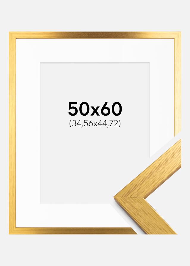 Ramme Gold Wood 50x60 cm - Passepartout Hvid 14x18 inches