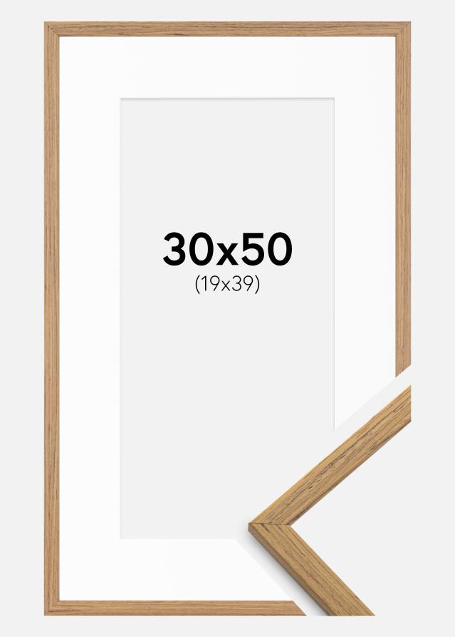 Ramme Edsbyn Teak 30x50 cm - Passepartout Hvid 20x40 cm