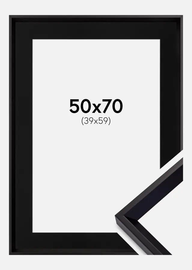 Ramme Globe Sort 50x70 cm - Passepartout Sort 40x60 cm