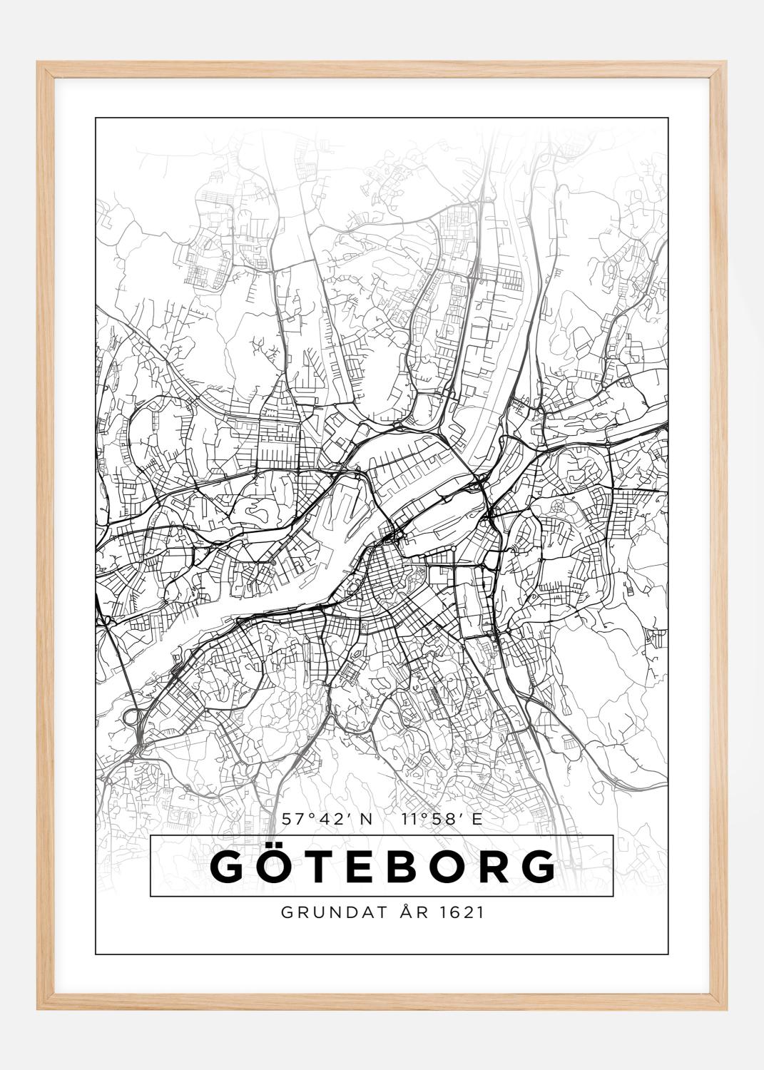 Product Image for Kort - Göteborg - Hvid Plakat (30x40 cm)