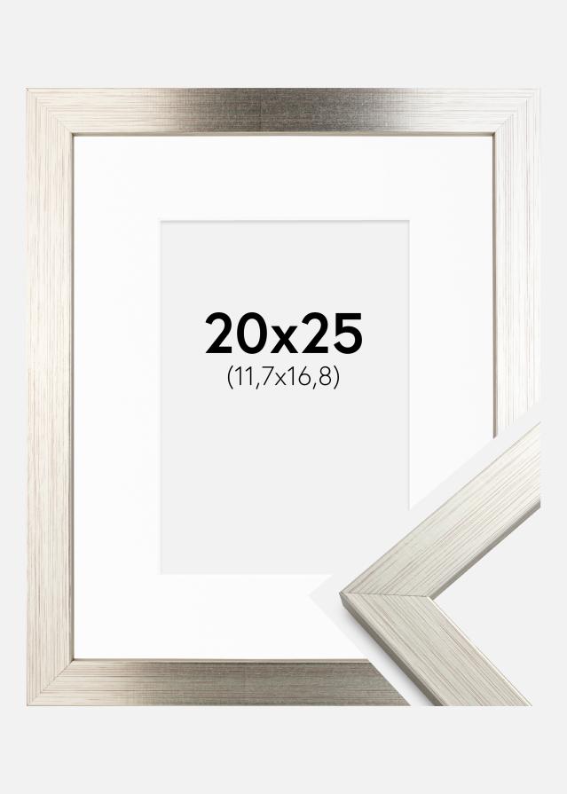 Ramme Silver Wood 20x25 cm - Passepartout Hvid 5x7 inches