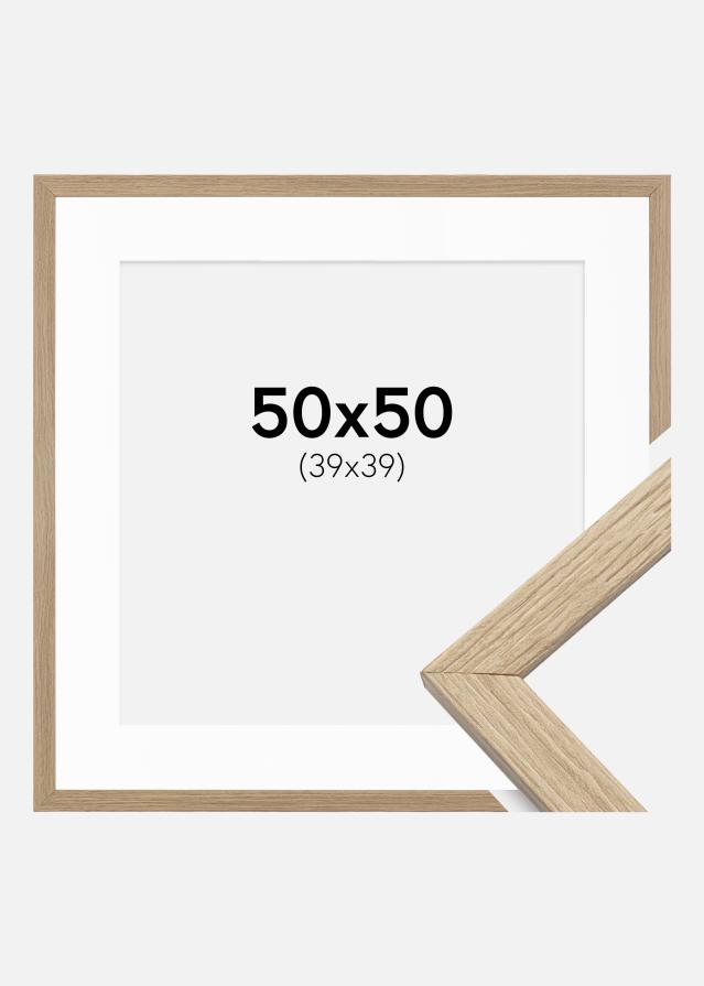 Ramme Stilren Eg 50x50 cm - Passepartout Hvid 40x40 cm