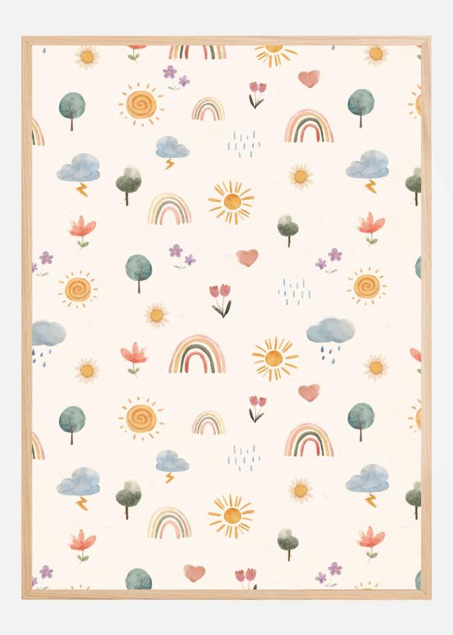 Seasonal Stickers Pattern Plakat